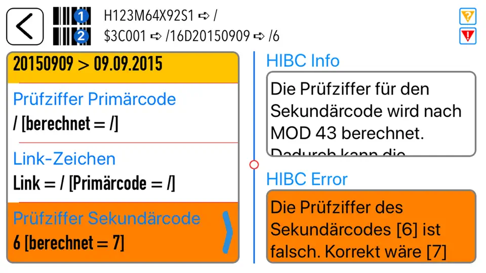 Screenshot von HIBC Check auf dem iPhone 3