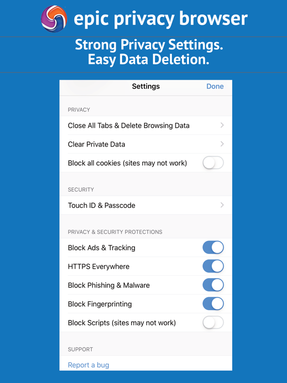 Epic Privacy Browser (w/ VPN) iPad screenshot 4 - Utilities app
