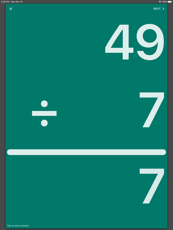 mathCards ÷ x + - iPad screenshot 6 - Education app
