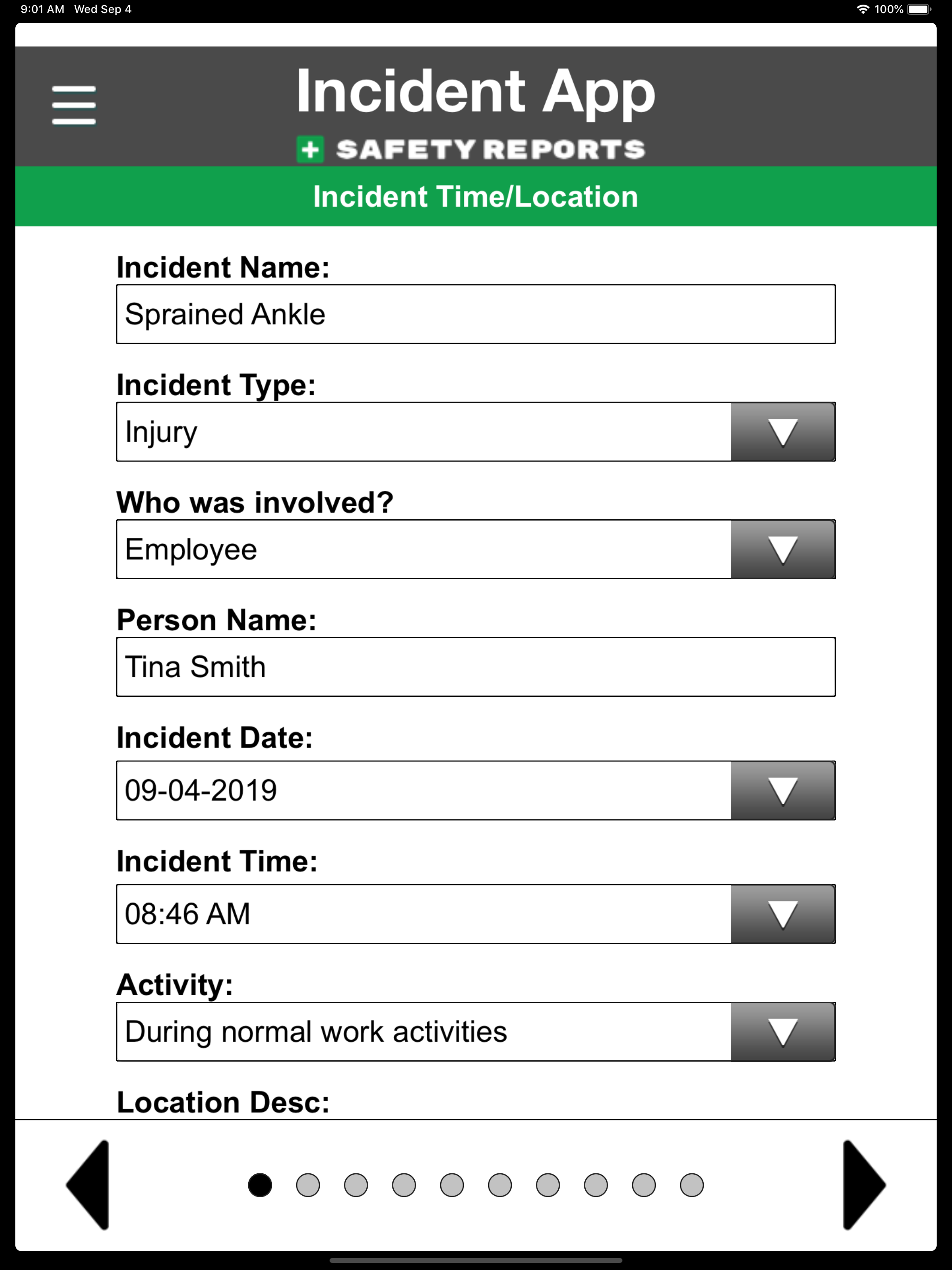 Safety Incident Reports | SR