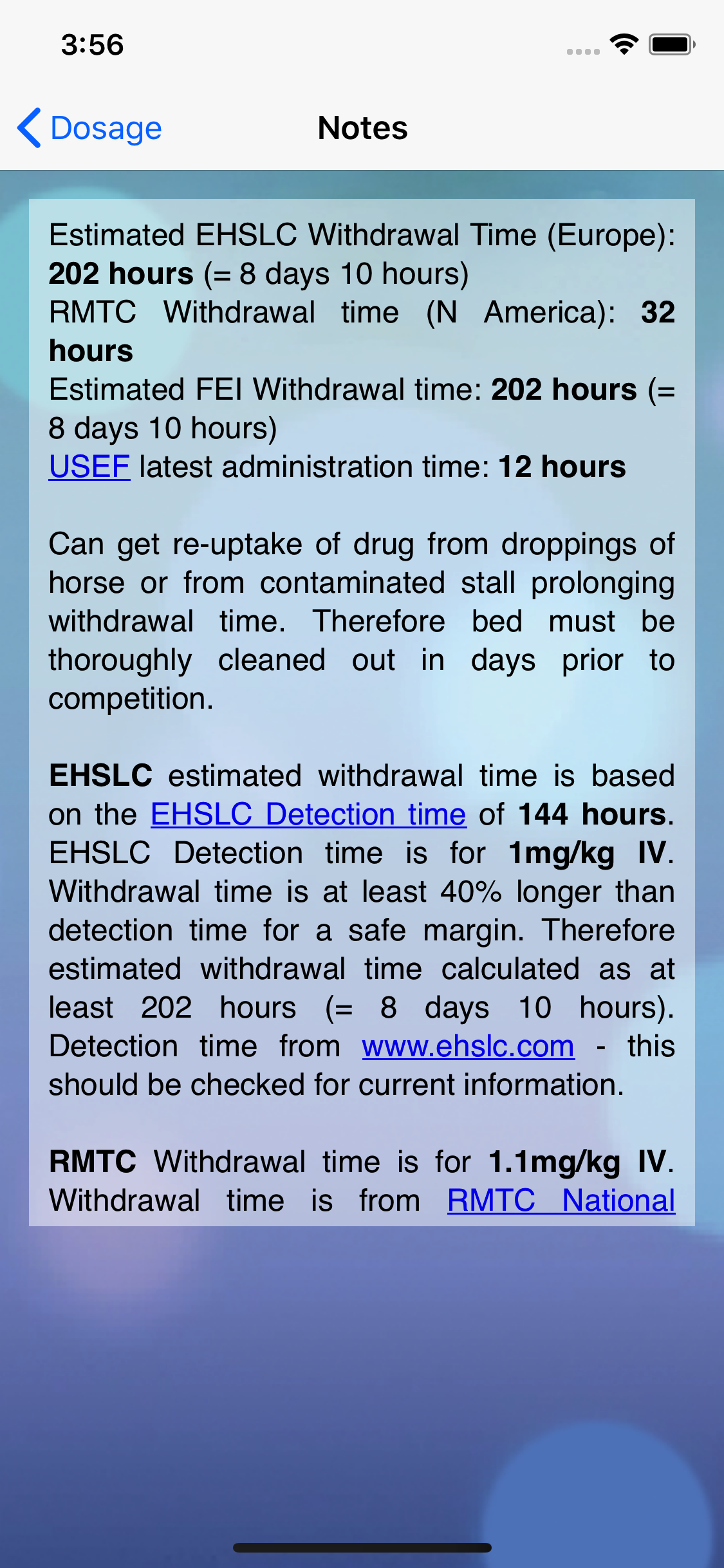EVA: Equine Drugs