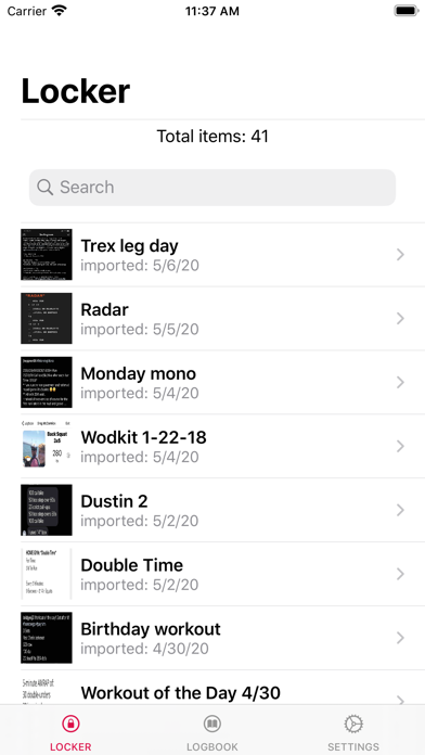 Screenshot #1 pour Gymlocker - workout stash