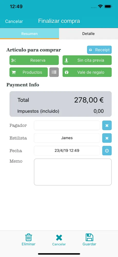 TapStyle para una peluquería