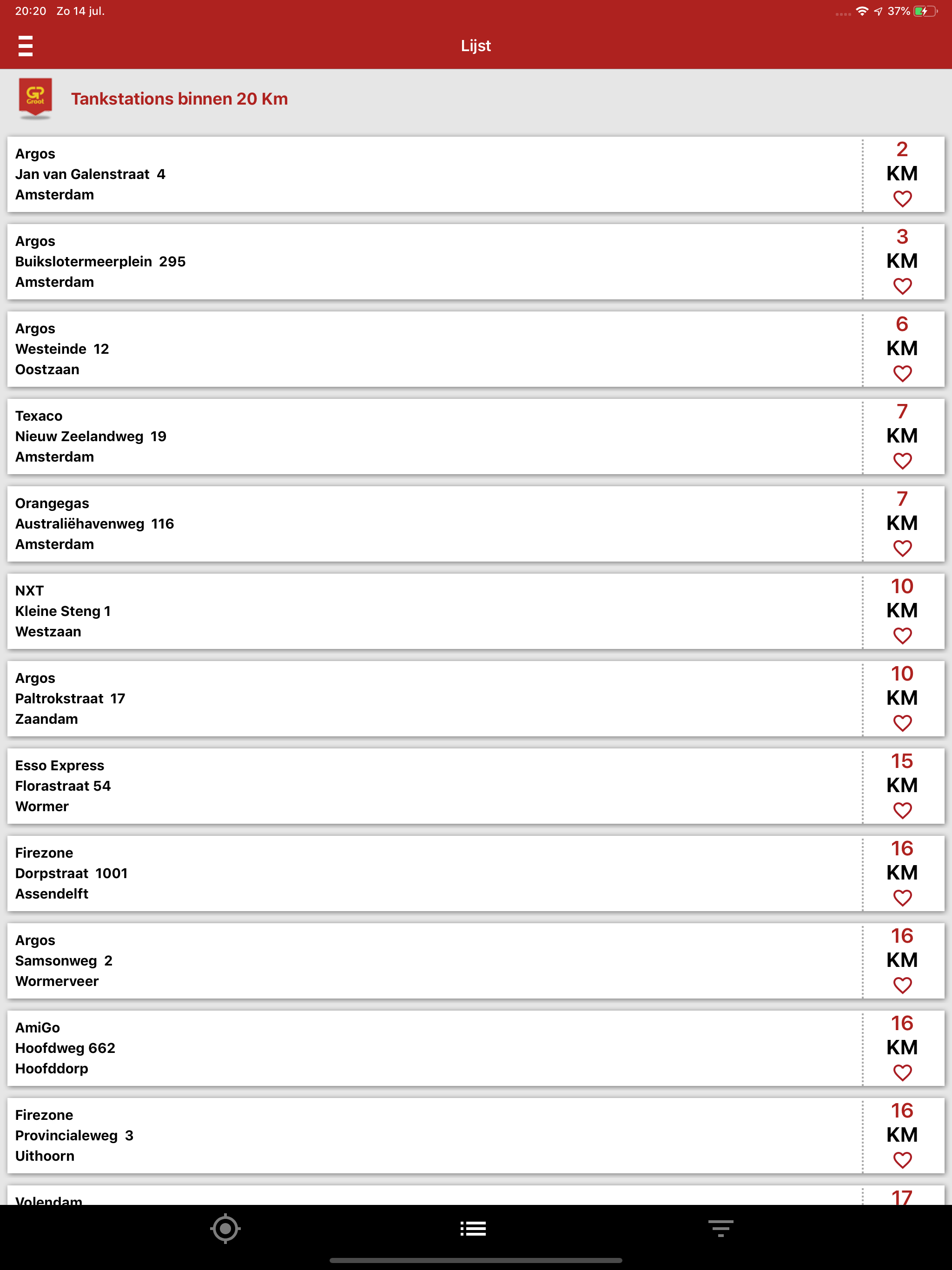 GP Groot tanklocatie app screenshot 7