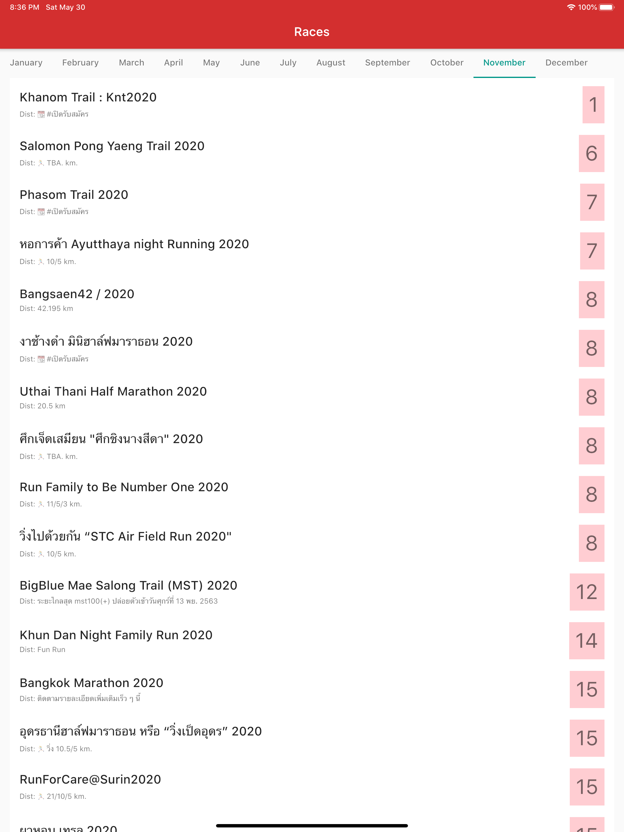 Wing: รวมตารางงานวิ่ง