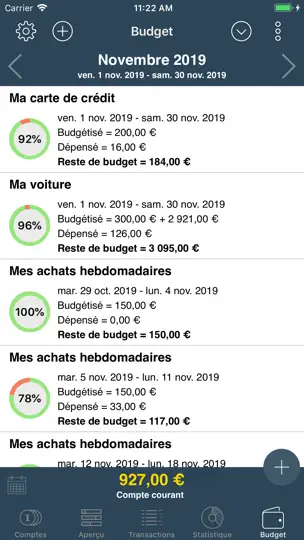 Capture d'écran de My Budget Book sur iPhone 9