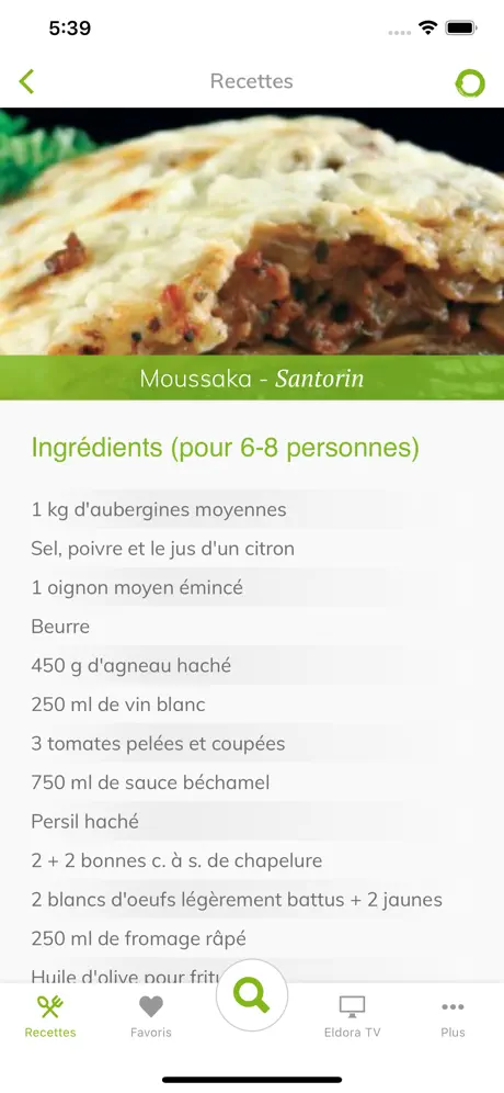 Eldora Menu