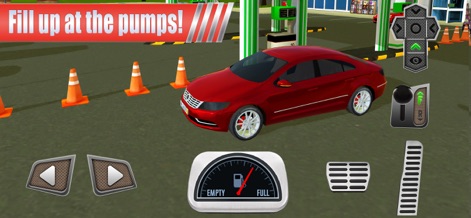Gas Station: Car Parking Sim - Experience the essential task of refueling vehicles at the pumps, where players monitor the detailed fuel gauge and navigate around traffic cones.