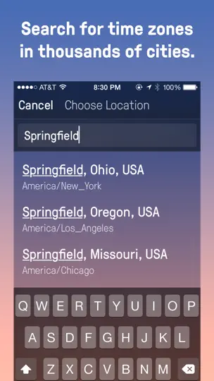Captura de pantalla de Time Zones By Jared Sinclair en iPhone 2