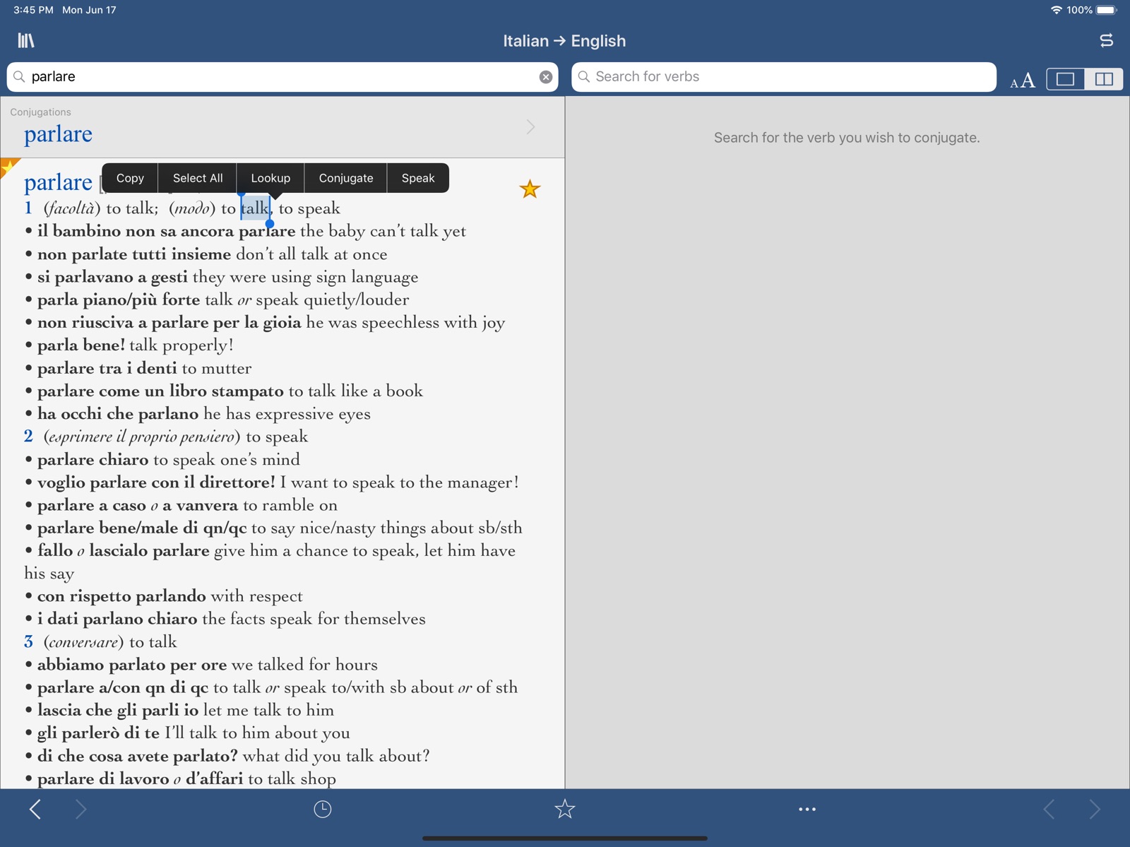 Collins Italian-English ipad screenshot 1