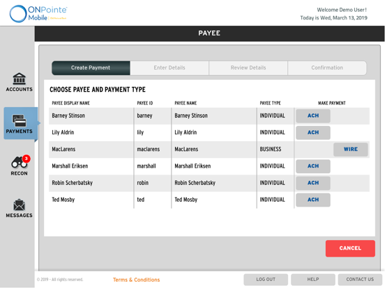 ONPointe Mobile iPad screenshot