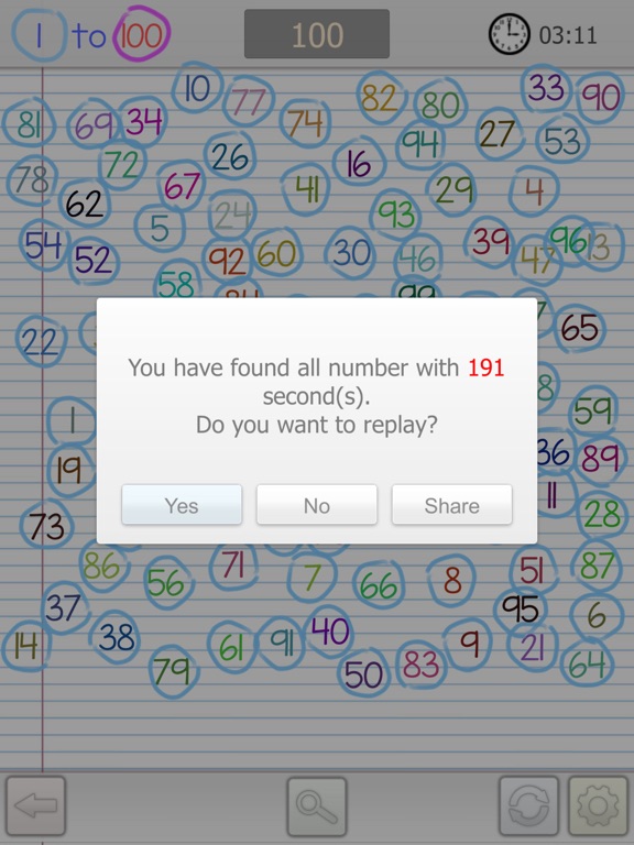 1 to 100 iPad screenshot 5 - Games app