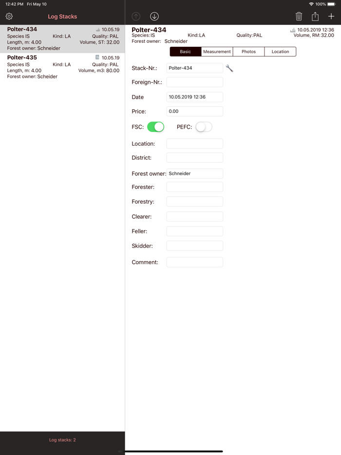 PolterApp - woodpile inventory
