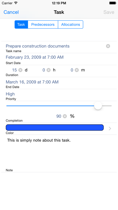 Project Planner - Gantt app Screenshot