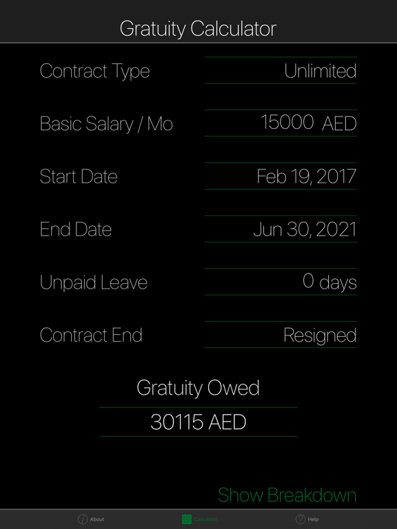 Screenshot #4 pour UAE Gratuity Calculator