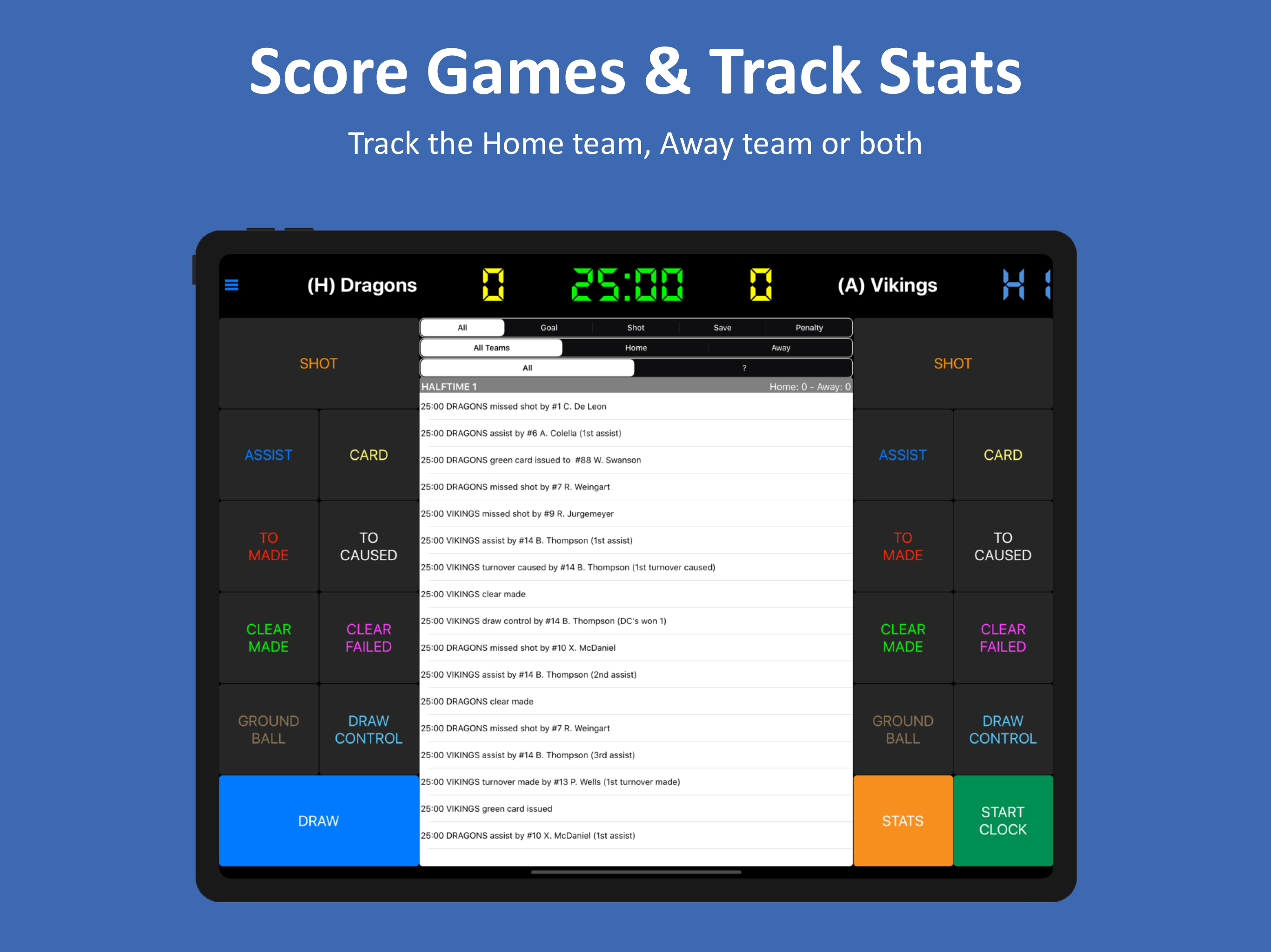 Lacrosse Scorebook + Stats