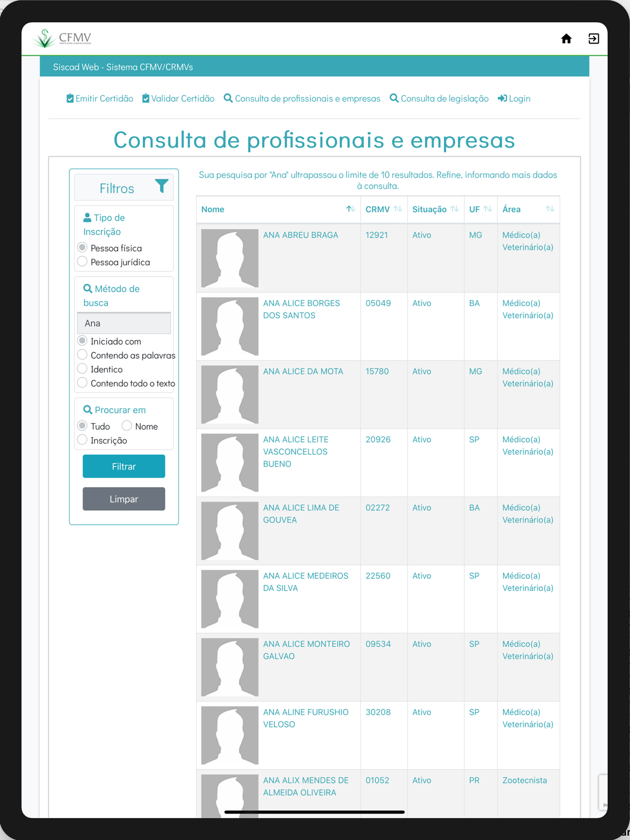 Sistema CFMV/CRMVs