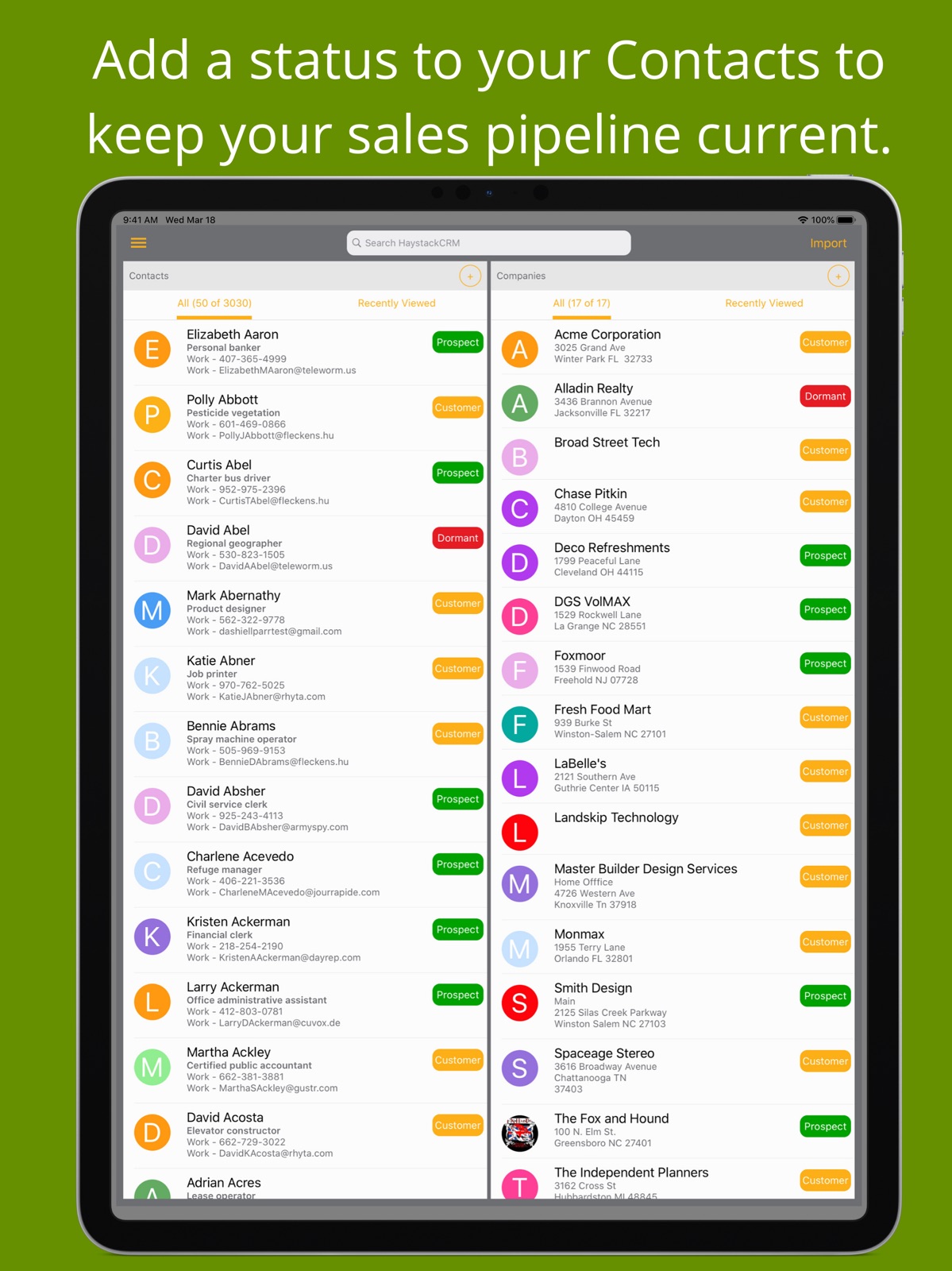 HaystackCRM ipad screenshot 1