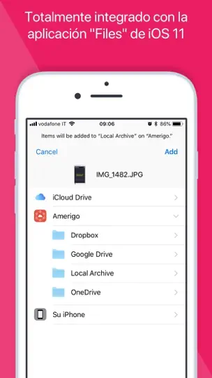 Captura de pantalla de Amerigo File Manager en iPhone 7