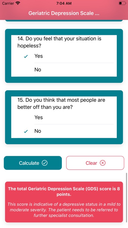 Geriatric Depression Test