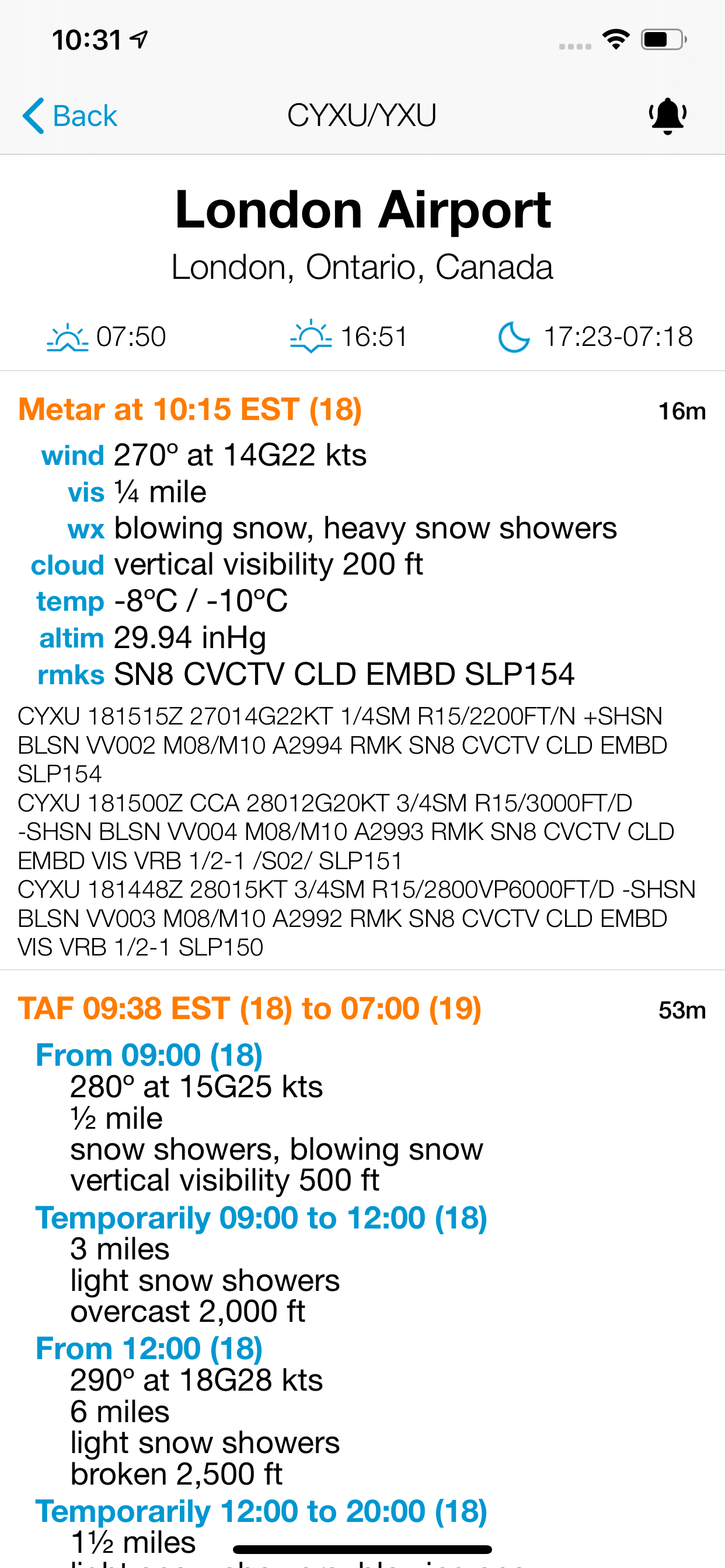 Minimums - METAR/TAF Analysis