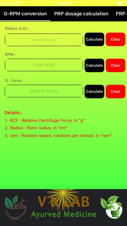 VKPCalc -Centrifuge calc