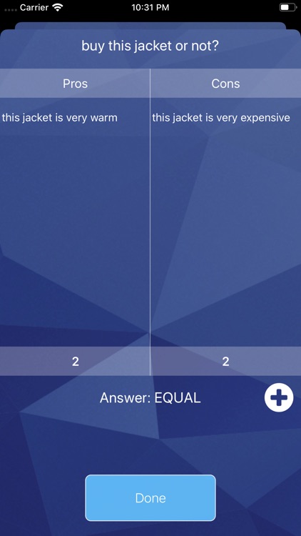 Decision - pros and cons screenshot-3