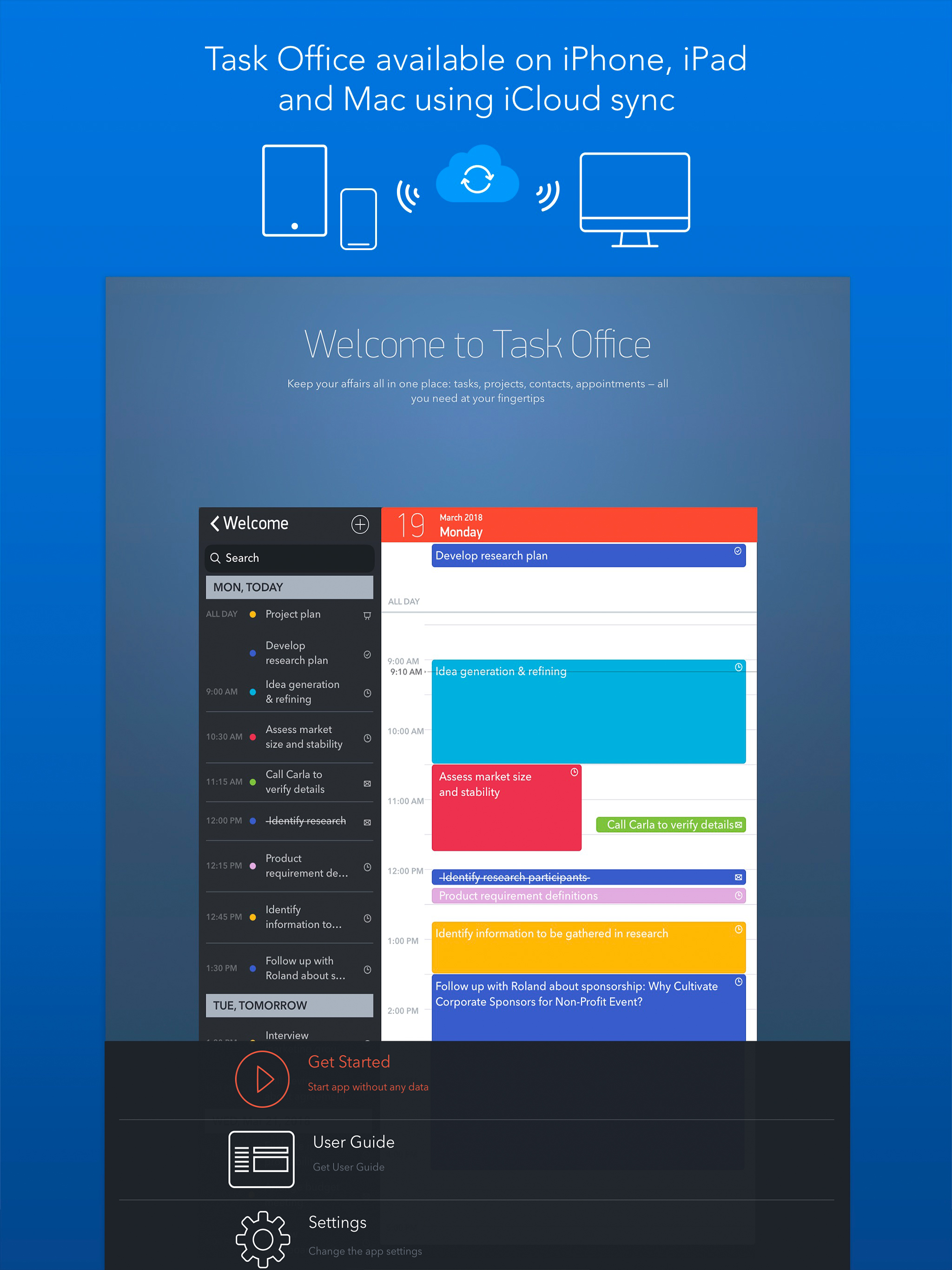 Task Office: to-do, calendar