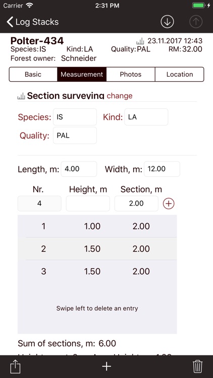 PolterApp - woodpile inventory