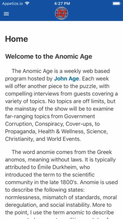 Anomic Age iPhone screenshot 1 - News app