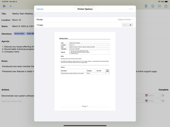 Meeting Notepad iPad app afbeelding 5