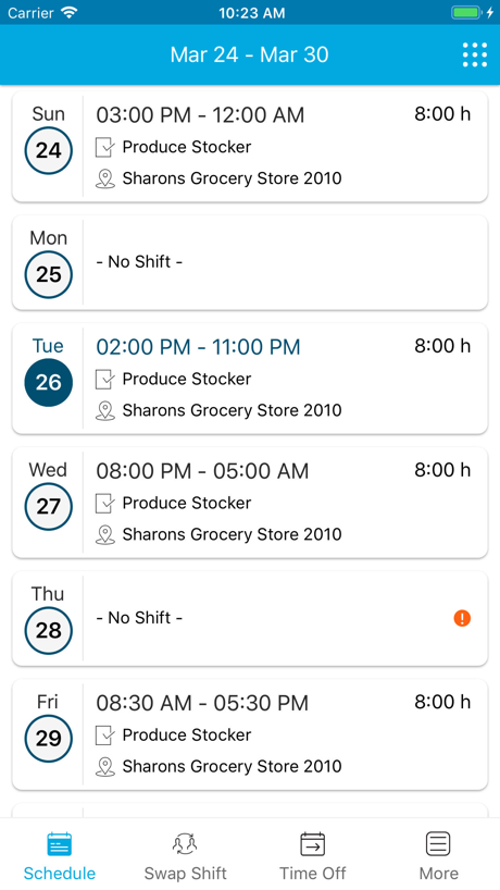 Blue Yonder Workforce App Store screenshot 1, no headline. The app itself is the background.