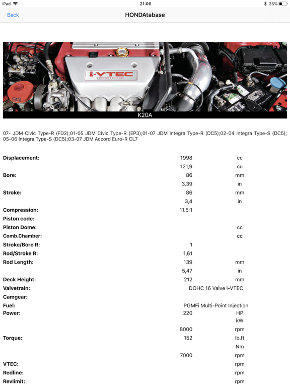 HONDAtabase iPad screenshot 2 - Utilities app