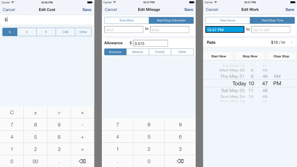 Capture d'écran de BizXpenseTracker sur iPhone 4