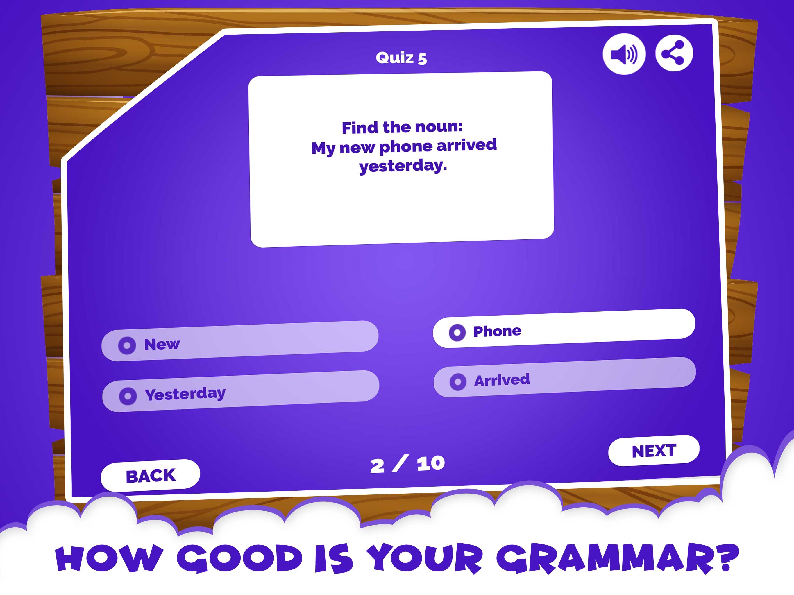 English Grammar Noun Quiz Game