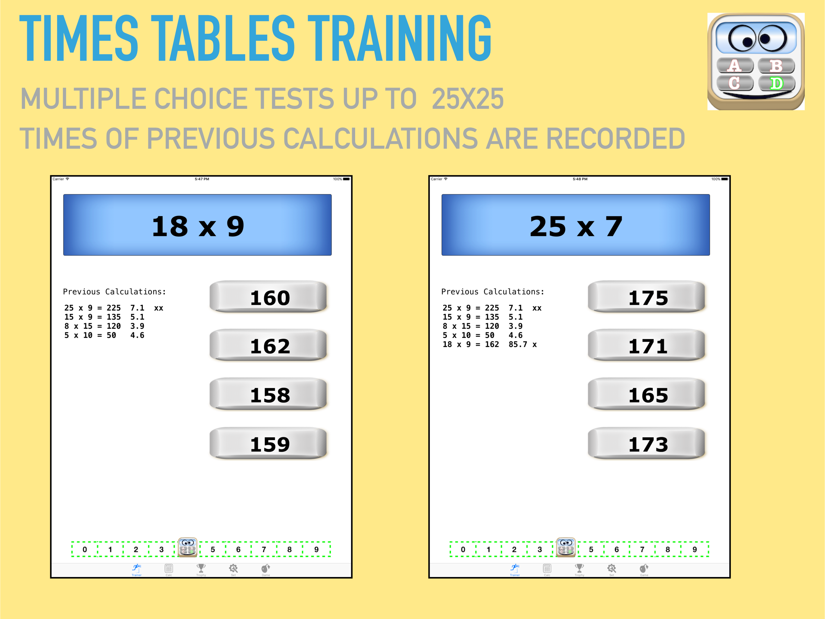 12x12 calculation tables