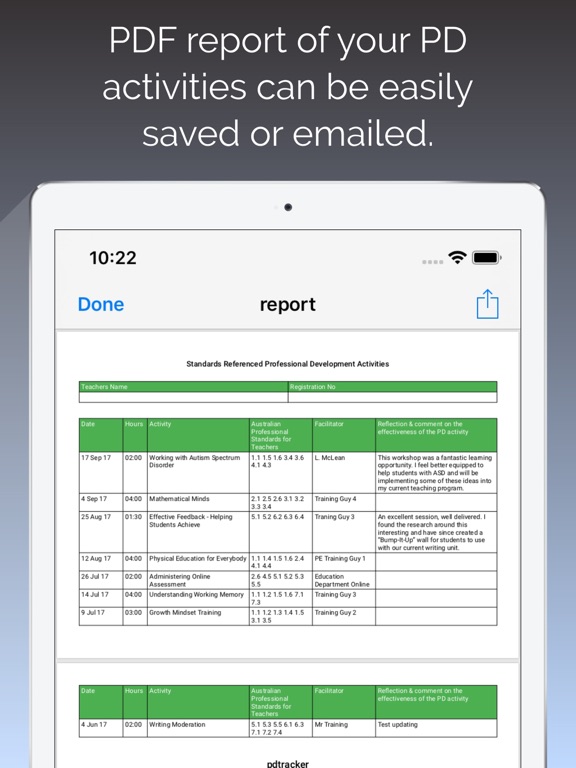 PD Tracker iPad screenshot