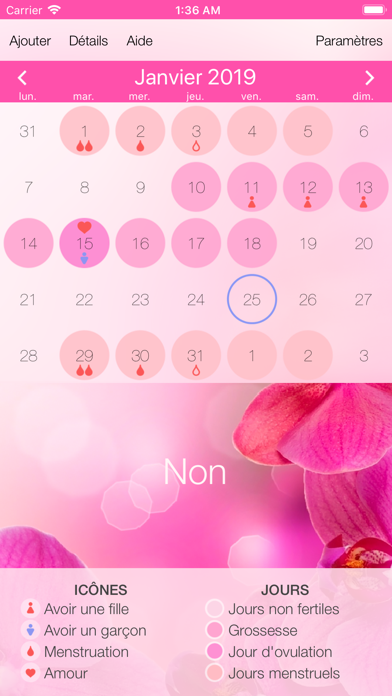 Screenshot #3 pour Calendrier du cycle menstruel