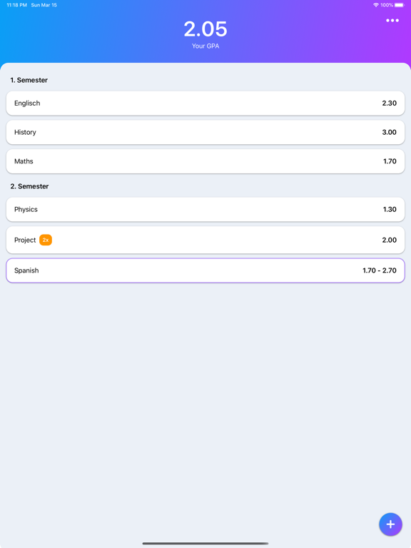 GradeCalc - GPA Calculator iPad screenshot 1 - Education app