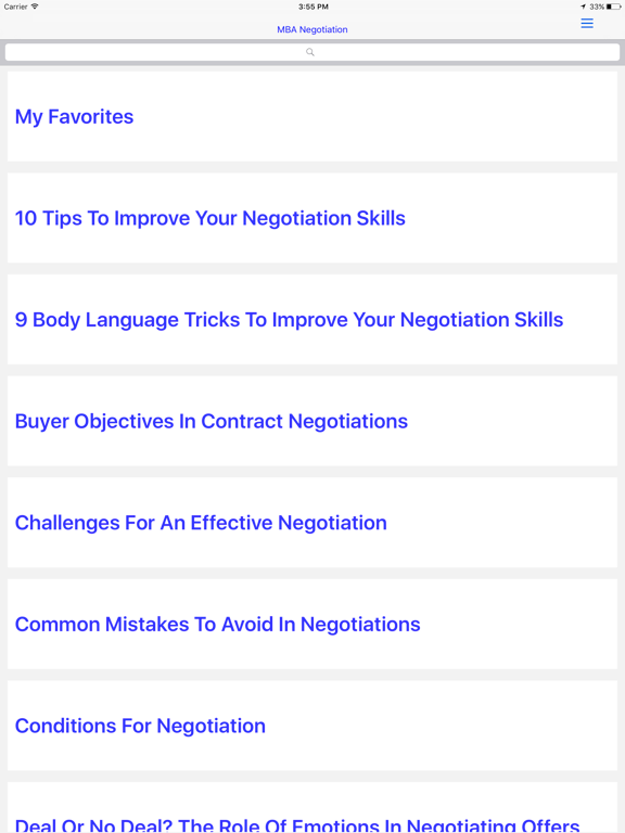 MBA Negotiation - iPad screenshot