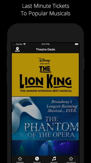 Theatre Tickets - UK / USA iPhone Screenshot 1