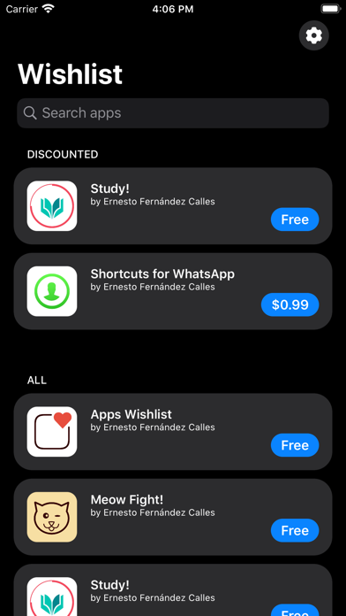 Apps Wishlist Screenshot