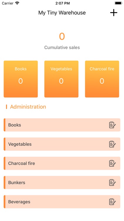 My Tiny Warehouse-Sales record