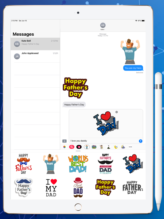 Happy Fathers Day Celebrations iPad screenshot 6 - Stickers app