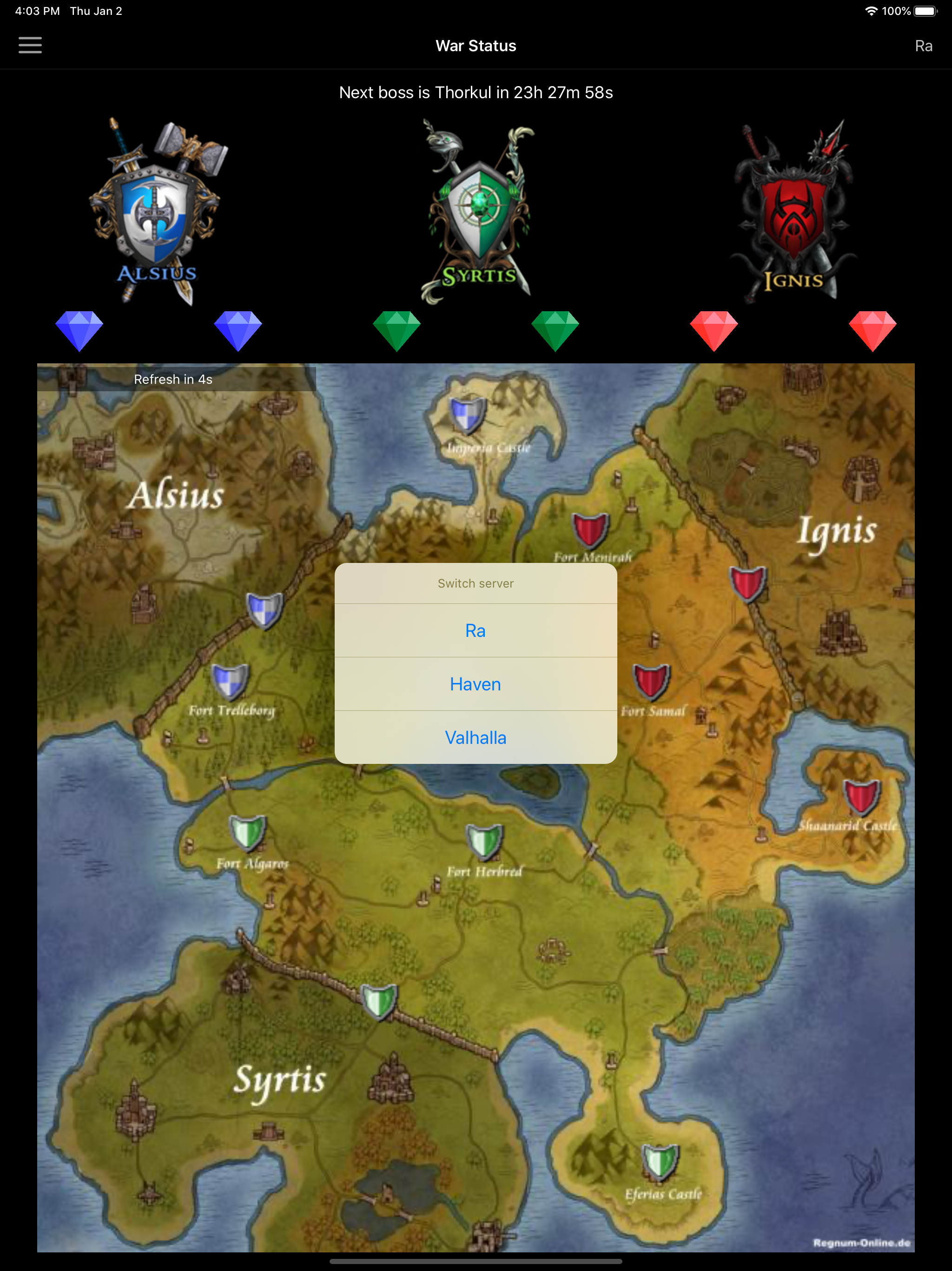 War Status for Regnum
