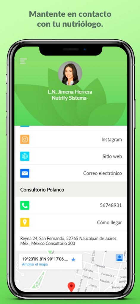 Nutrify - nutrify-nutritionist-contact-screen