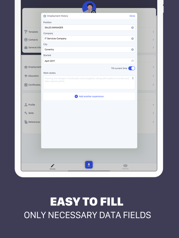 Resume Maker | Intelligent CV iPad screenshot