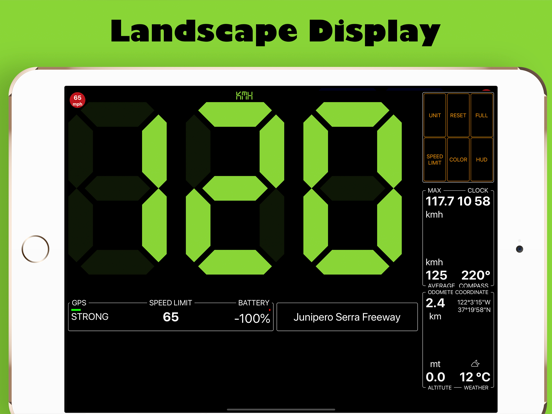 GPS Speedmeter mph kmh iPad screenshot 6 - Navigation app