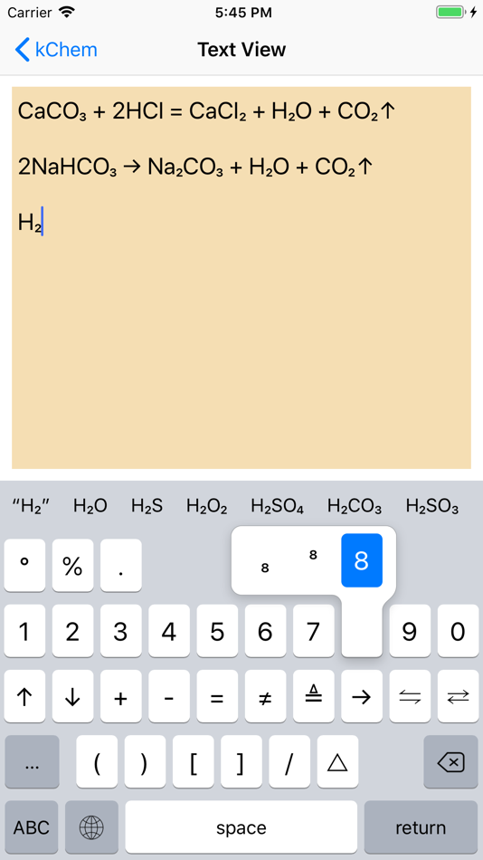 #2. kChem - Chemistry Keyboard (iOS) 由: xu zhang