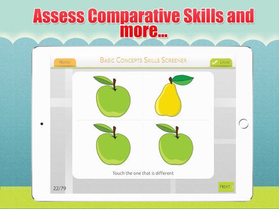 Basic Concepts Skills Screener iPad screenshot